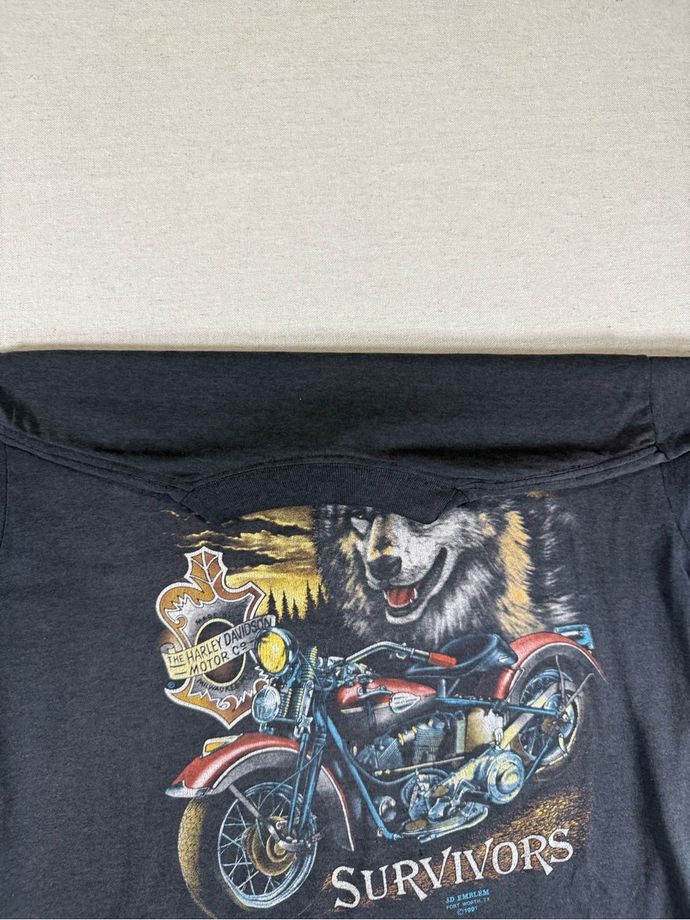 Vintage 3D Emblem Harley-Davidson Survivors Shirt 1991 Made in USA Shirt - Picture 10 of 10